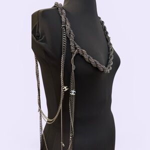 Black Chain Accent Draped Topper
